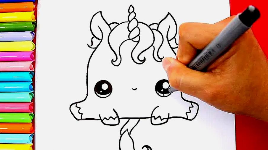 趣味简笔画,如何绘制一只可爱的独角兽并着色,太棒了!