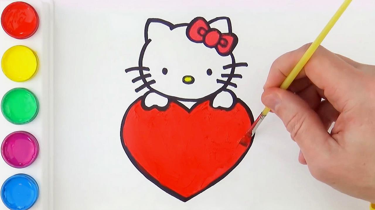 简易画教你怎么画hello kitty,涂完颜色也太可爱了吧!