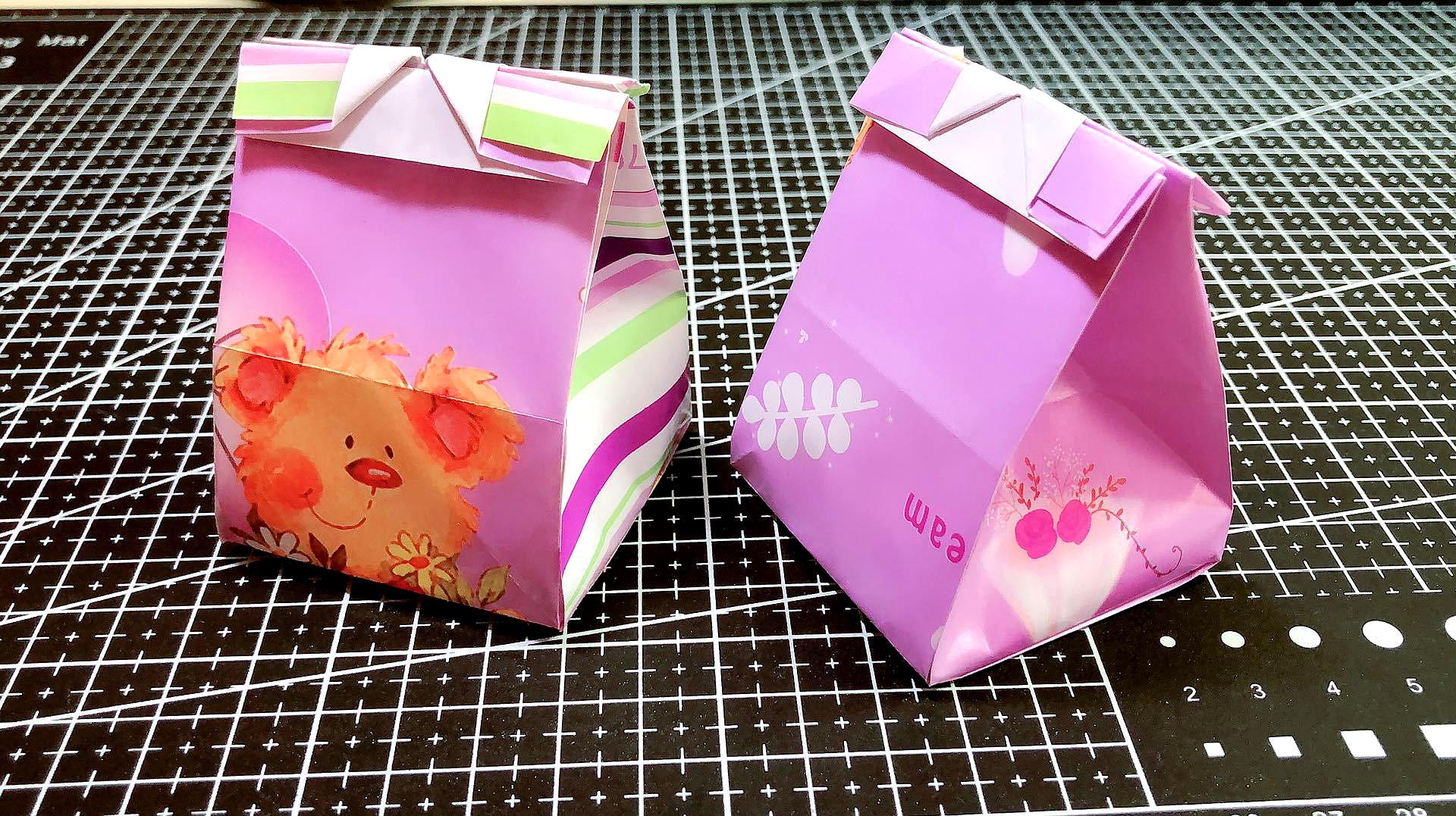 手工折纸:教你折漂亮礼品袋,不粘不剪一张纸搞定!