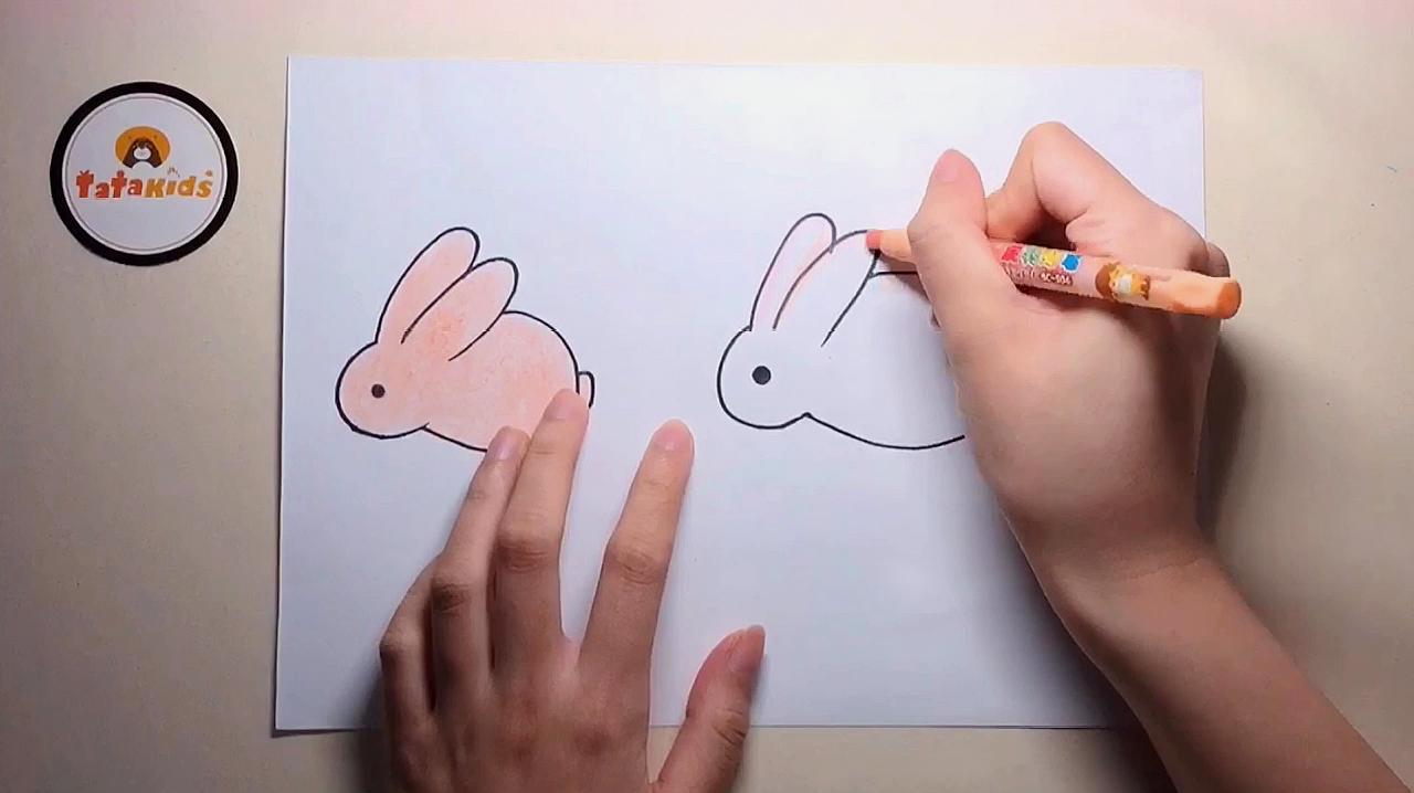 我们一起动手 服务升级 2小兔子简笔画:一笔画出小兔子的身体,再添上
