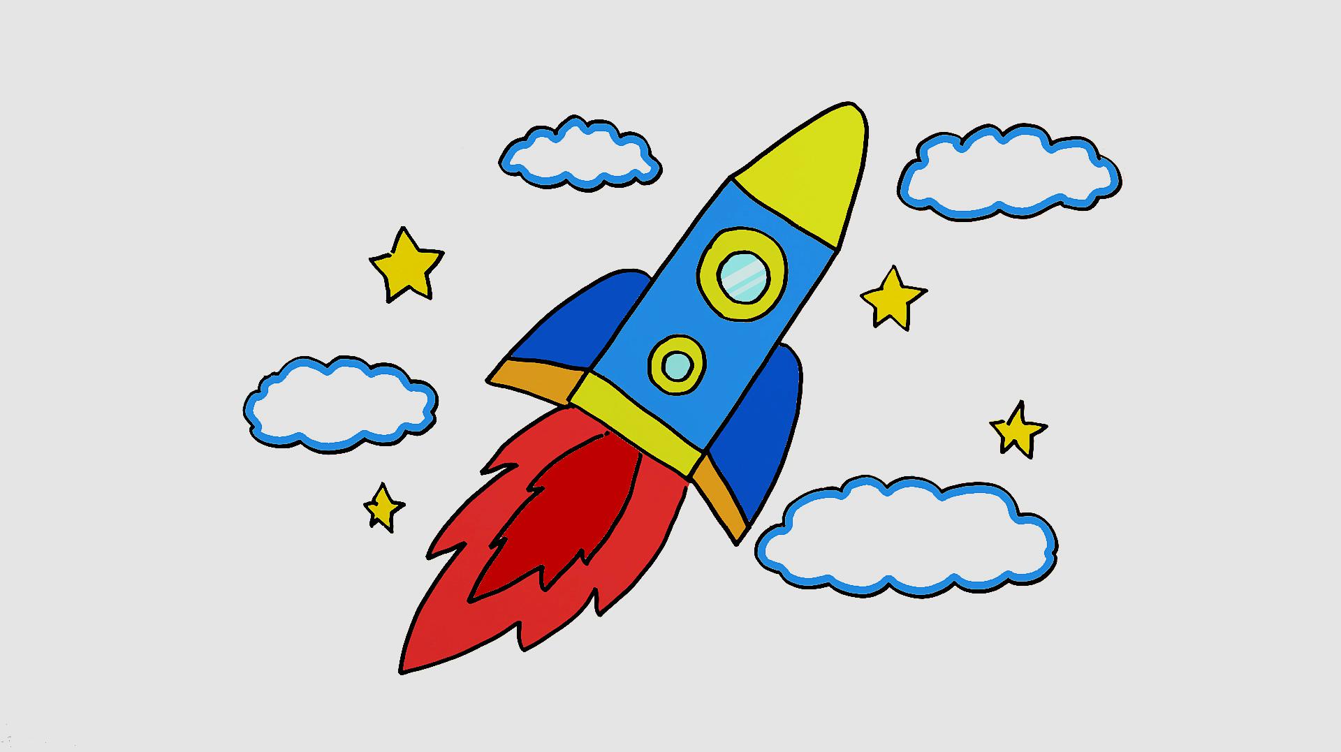 儿童画火箭的简单画法,跟着步骤你也能学会,适合零基础