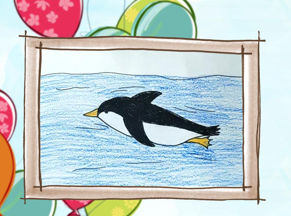 秒懂企鹅宝宝去潜水简笔画