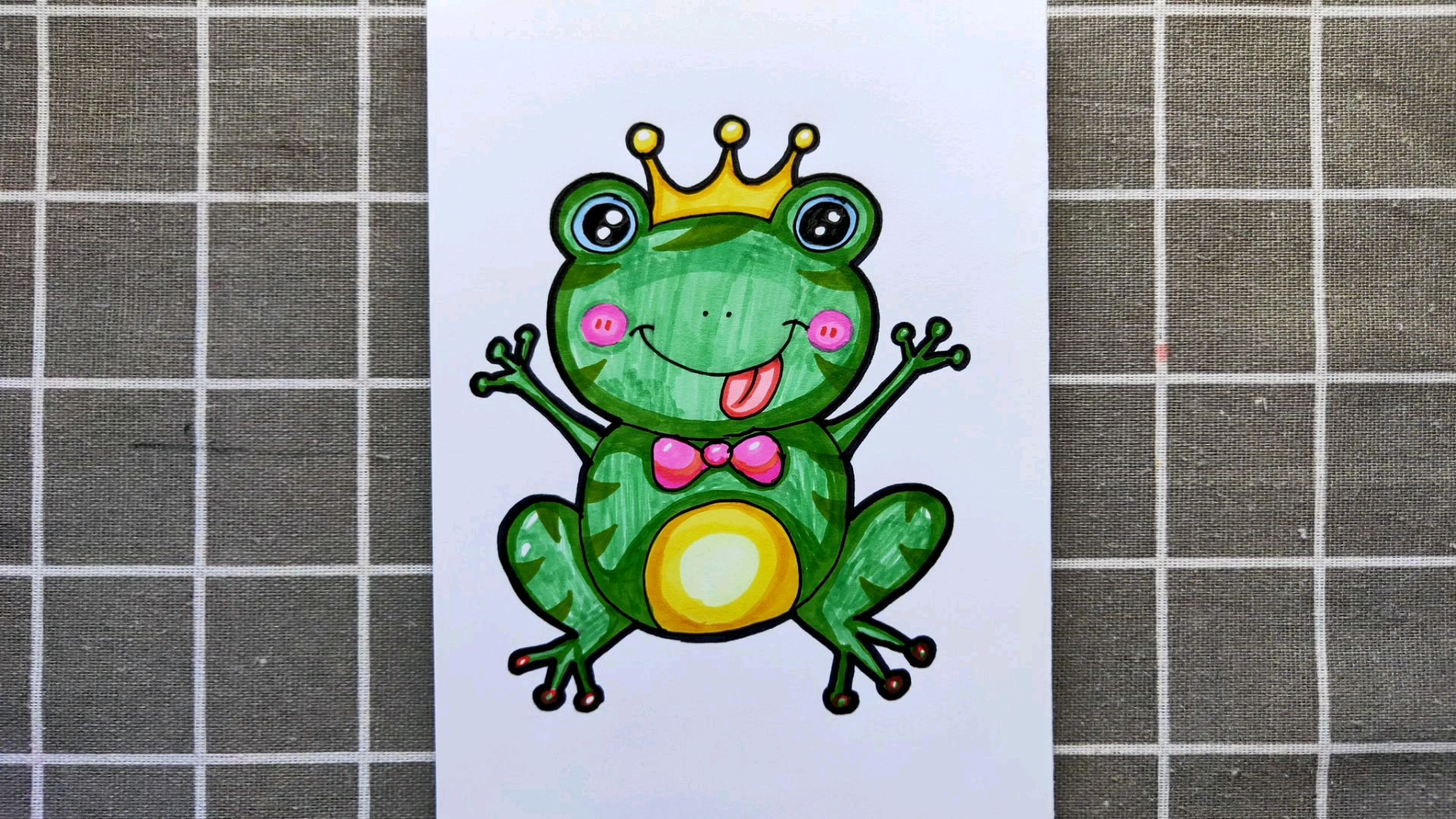 彩色儿童美术画 创意简笔画青蛙怎么画详细步骤💛巧艺网