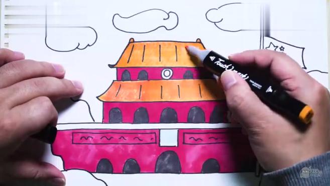 神笔简笔画 美丽中国我爱北京天安门 儿童绘画图片早教场景教程