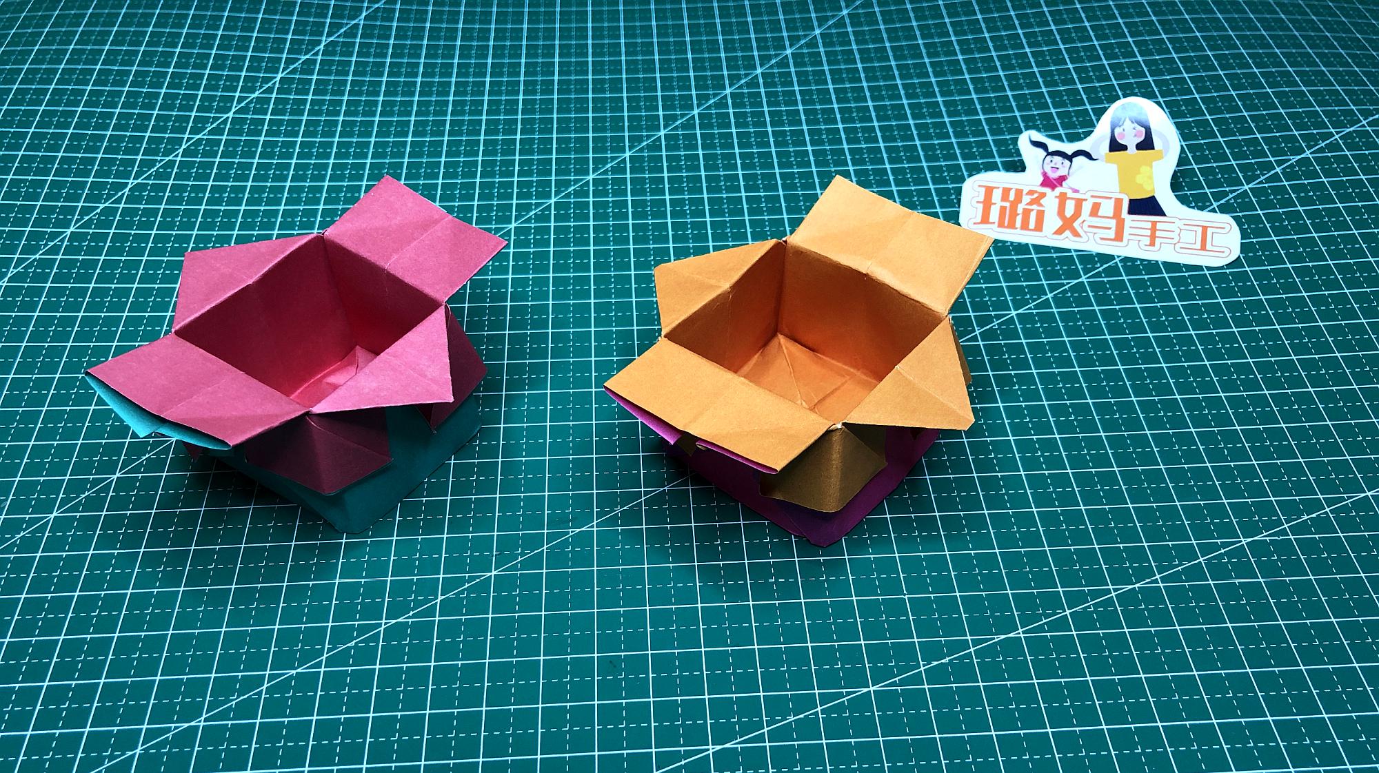1收纳盒的折法原来这么简单,1张纸2分钟就能学会,手工折纸盒子  01