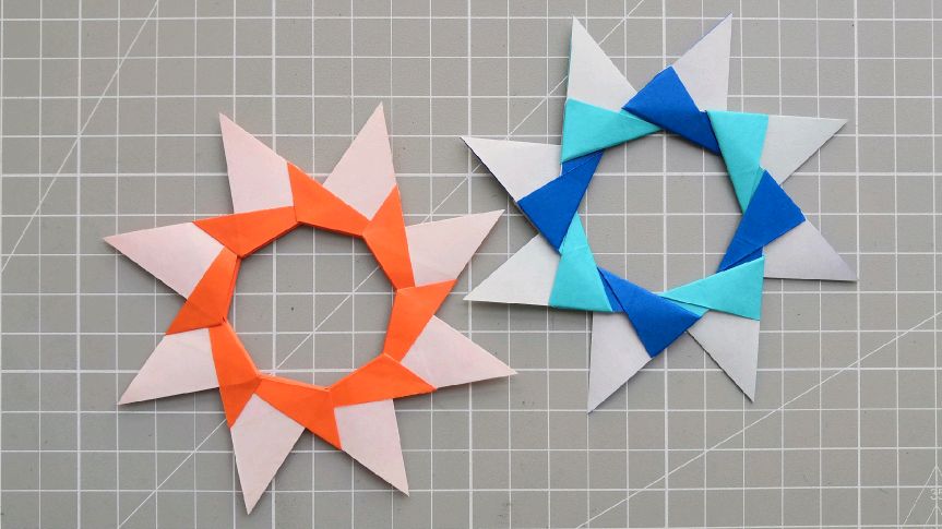 组合折纸帆船花环,可以当飞镖来玩,折法也特别简单哦
