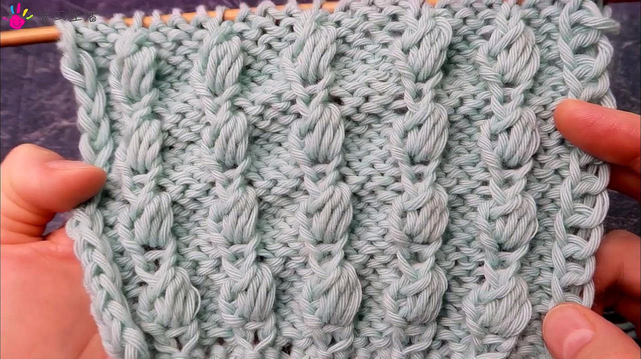 棒针编织一串小菠萝图案花样,简单耐看,织毛衣真是漂亮