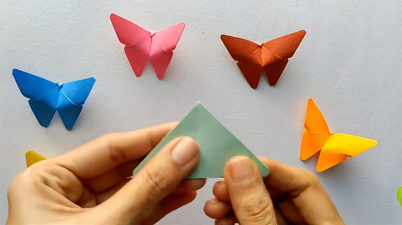 宝宝学折纸:折纸基础篇,折纸蝴蝶简易版,小朋友喜欢的折纸玩具