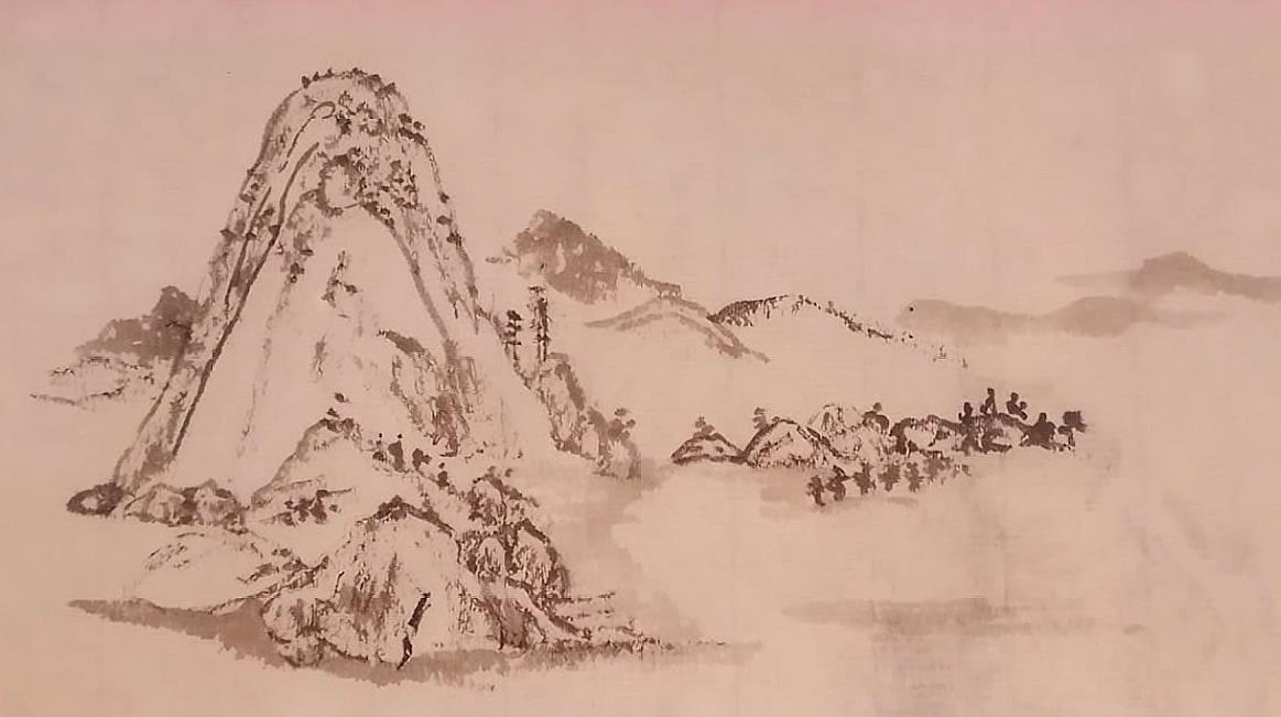 国画山水,青峰远去白云天,收藏自学