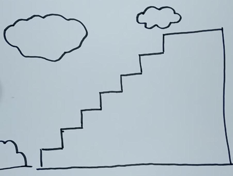 1简易楼梯的画法:首先画出一个台阶,再接着画出剩下的台阶,一层层的画