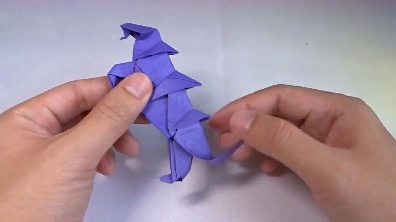 儿童手工教程,折纸哥斯拉,学起来非常简单