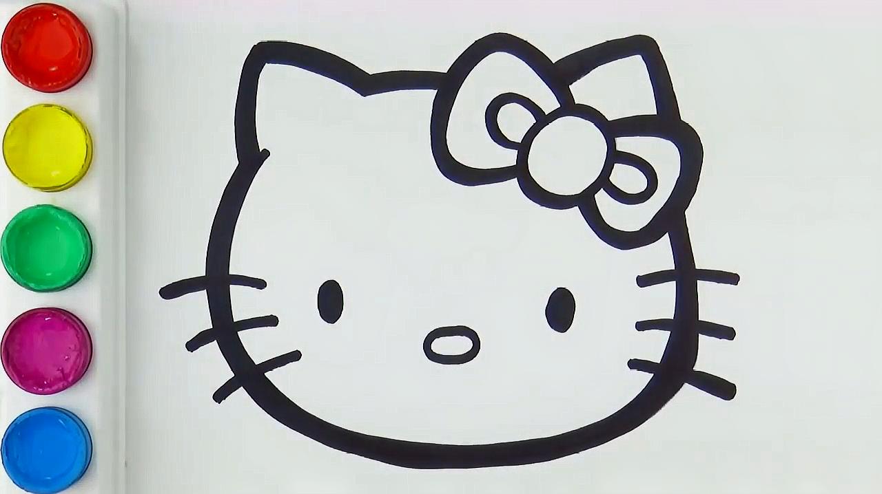 服务升级 4kitty猫简笔画:先画出头部,画出五官和头饰,然后画一颗爱心