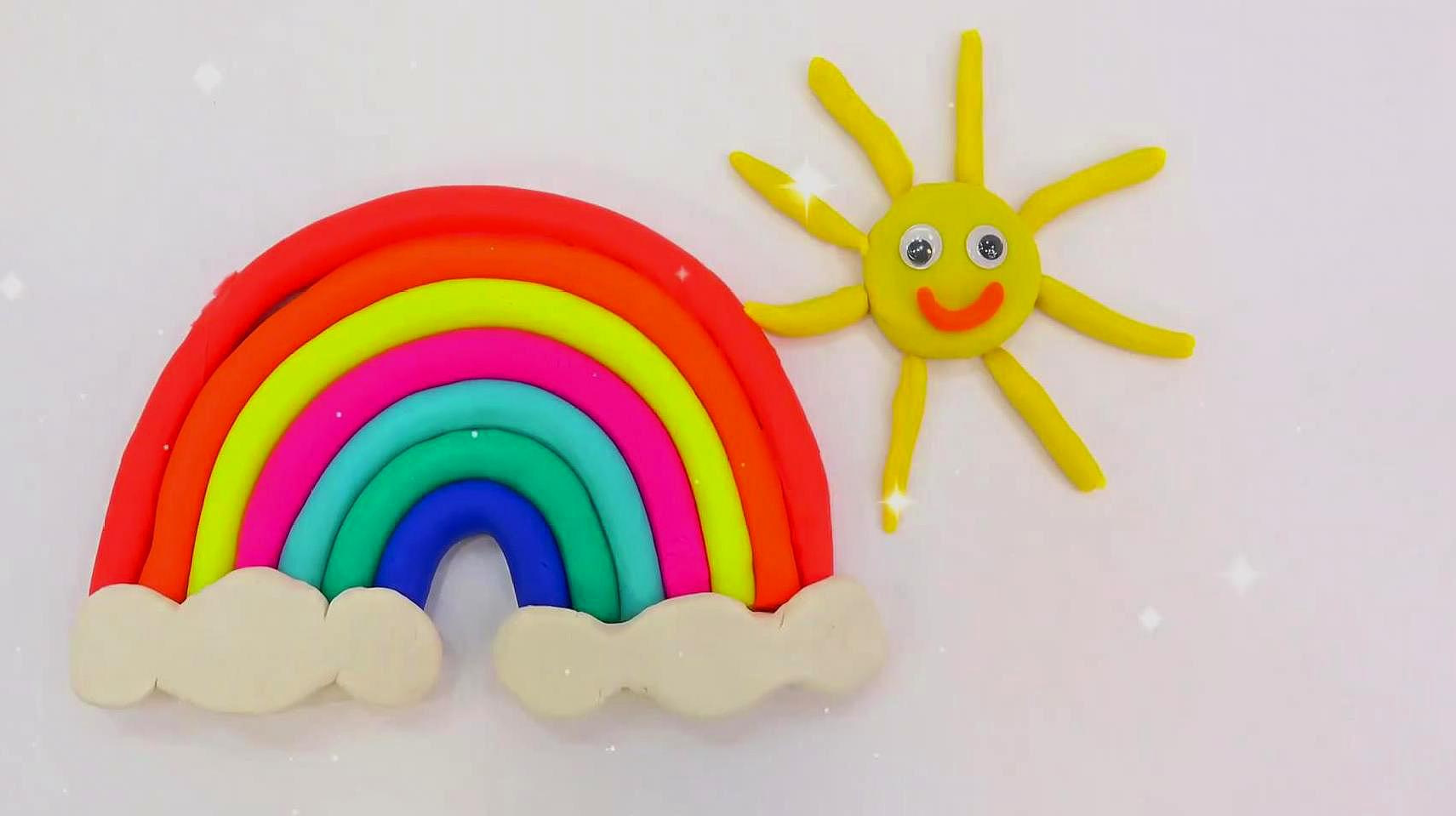 培乐多彩泥手工制作彩虹和太阳玩具教程视频