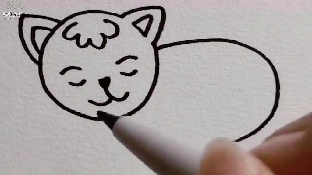 简笔画小猫,非常简单可爱,不会画画的都能学会,你学会了吗