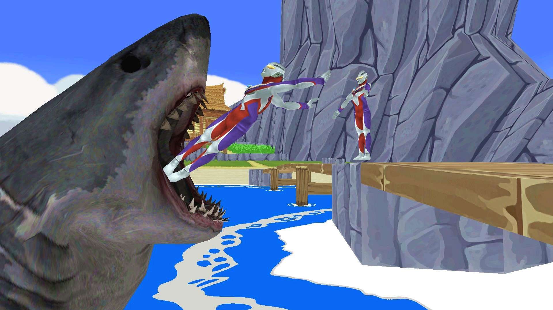 gmod游戏奥特曼在无人岛的桥上被鲨鱼咬住了怎么办?