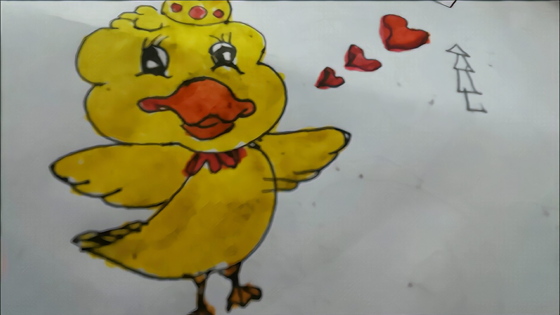 1可爱小鸭:首先将小鸭的脸蛋画出来,再画小鸭的头部,再将身体的轮廓