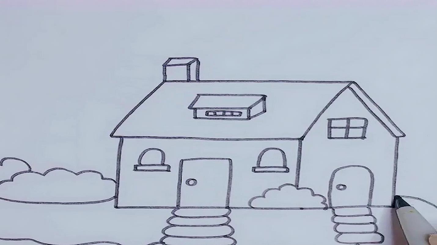 简笔画:这样教你画房子,适合初学者,简单绘画过程!
