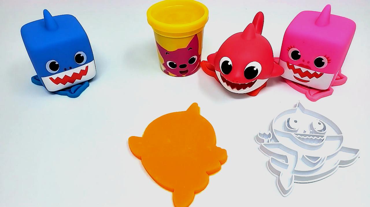 趣味彩泥玩具:鲨鱼宝宝玩偶,彩色印花学习颜色!