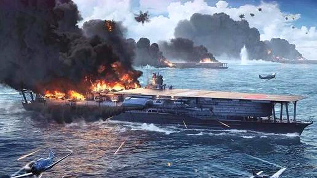 决战中途岛:开场3分钟,就轰炸5艘航母,不愧是1亿的好莱坞巨作