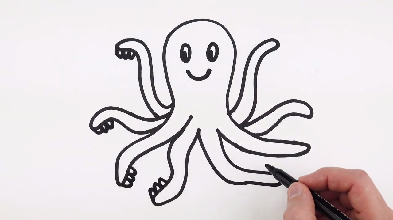 可爱的章鱼怎么画?