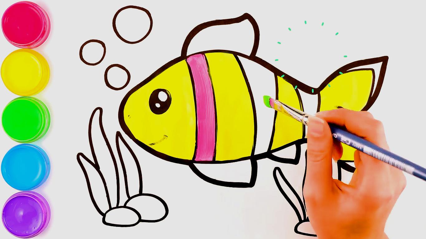 创意简笔画diy,一步一步教你画水中鱼,让孩子喜欢上绘画!
