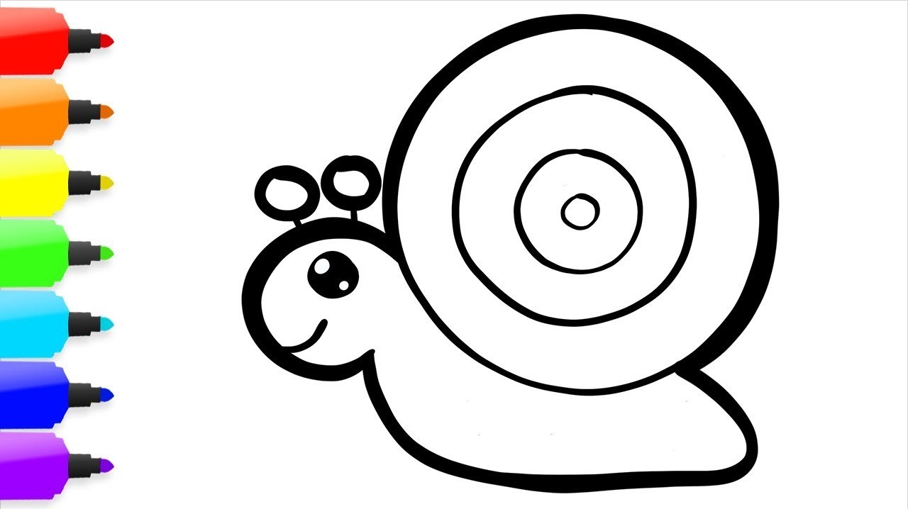 趣味简笔画,绘制一只欢乐的小蜗牛并着色,太好玩了!