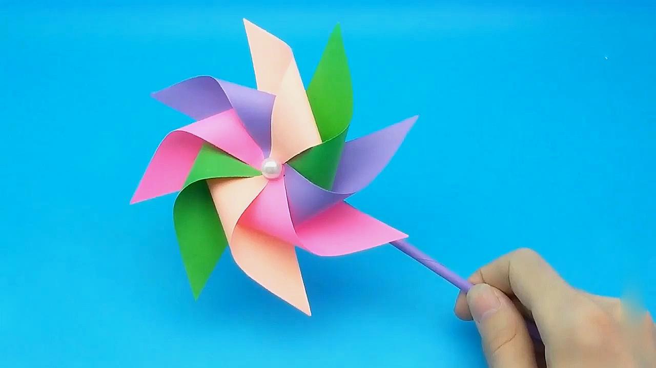 折纸风车的制作方法,非常简单,童年的回忆!