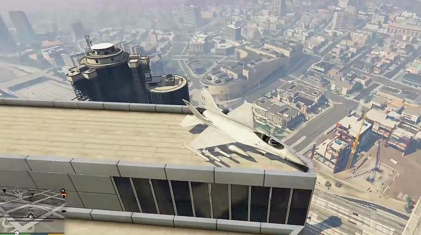 gta5:将战斗机停在大楼上还能起飞?