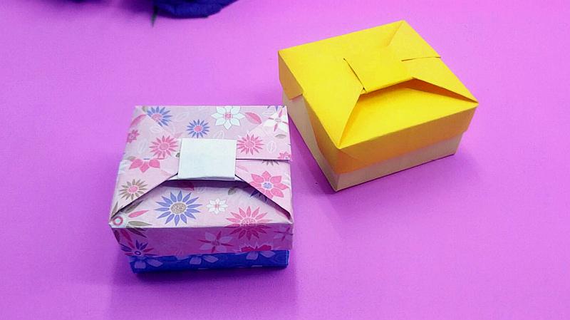 精致的蝴蝶结礼物盒折纸教程,只要两张纸,步骤一点都不难
