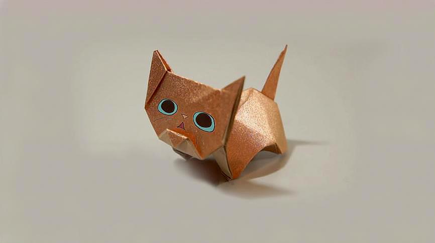 可爱的猫咪折纸方法教程!