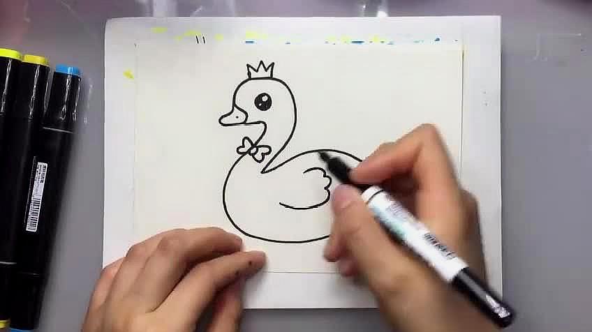 天鹅简笔画学画一只美丽的白天鹅