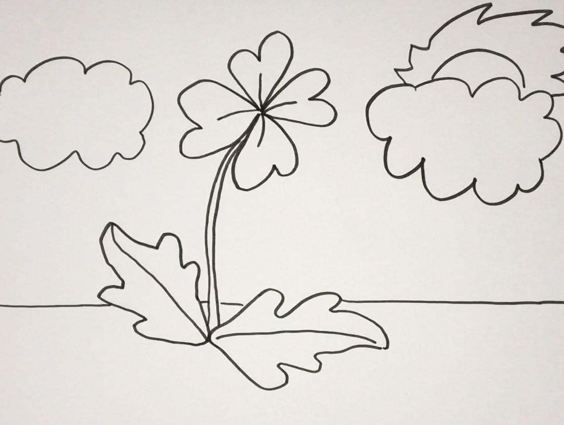 1小草简笔画:首先勾勒出小草的叶片,接着画出交叉叶片,再画出其他