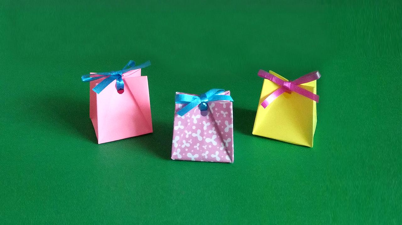 儿童节日礼品袋,只有几个步骤,适合幼儿园小朋友的折纸视频教程