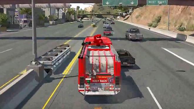 gta5:开着消防车用水洒路人的车会发生什么?