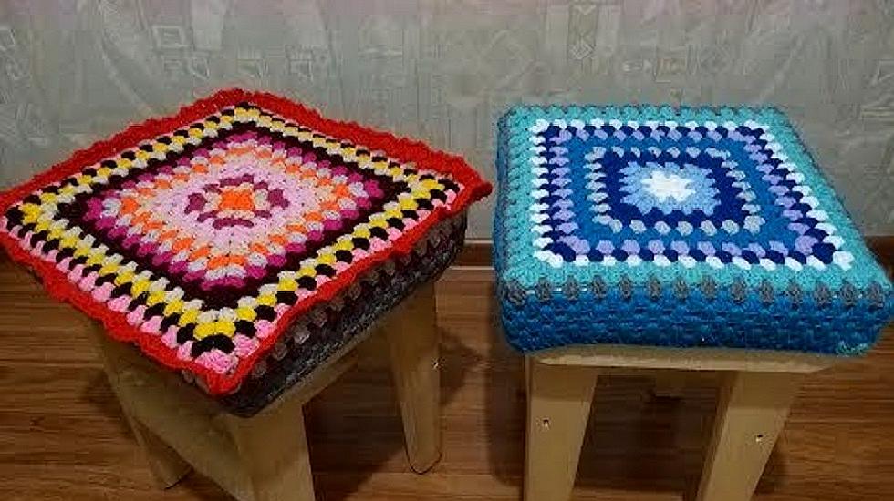 钩针编织漂亮的大方形祖母格子坐垫,这也太美观了吧