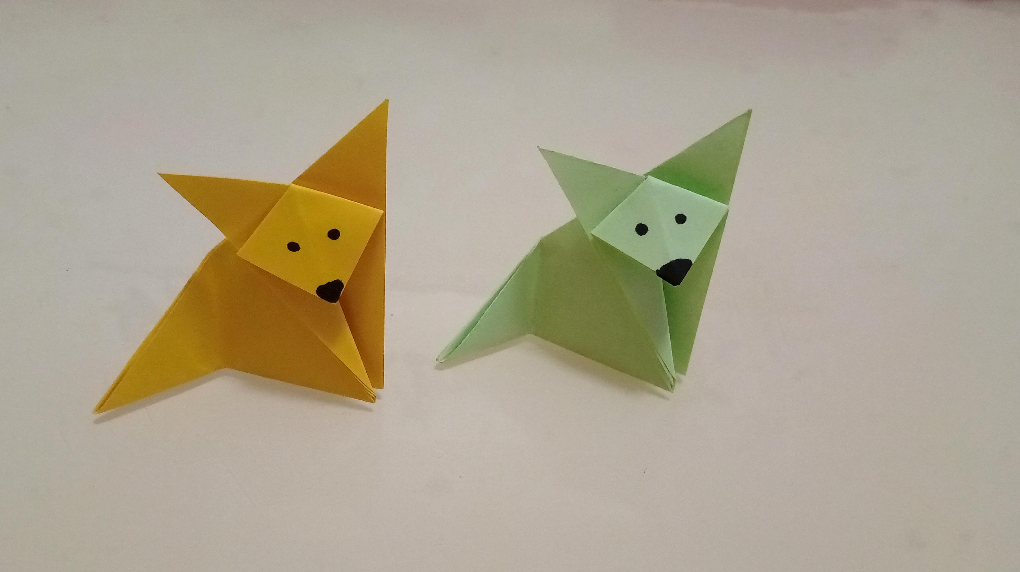超级简单可爱的折纸小狐狸,详细步骤解说,一张小正方形纸就够了