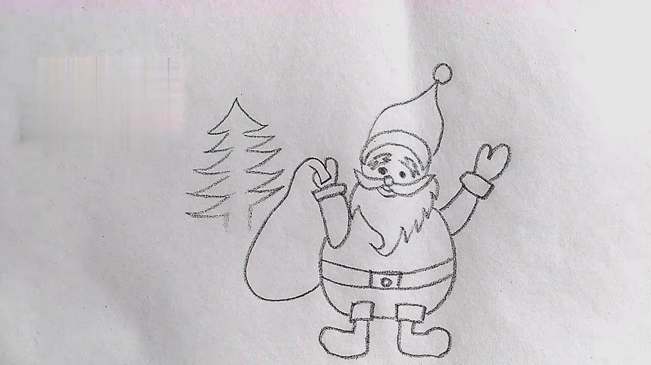 圣诞老人简笔画,绘制一个可爱的圣诞老人,简单好学