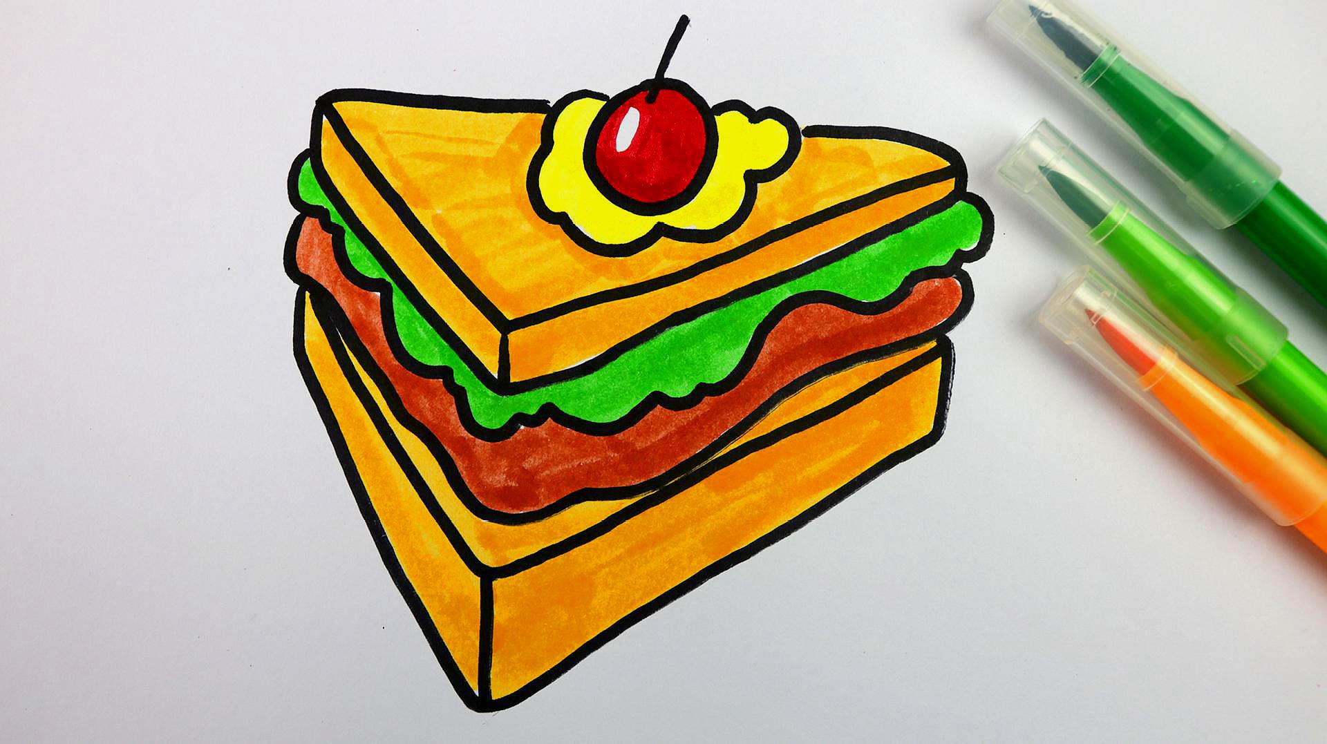 三明治简笔画怎么画