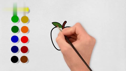儿童绘画画苹果,简单手绘涂色,简笔画苹果