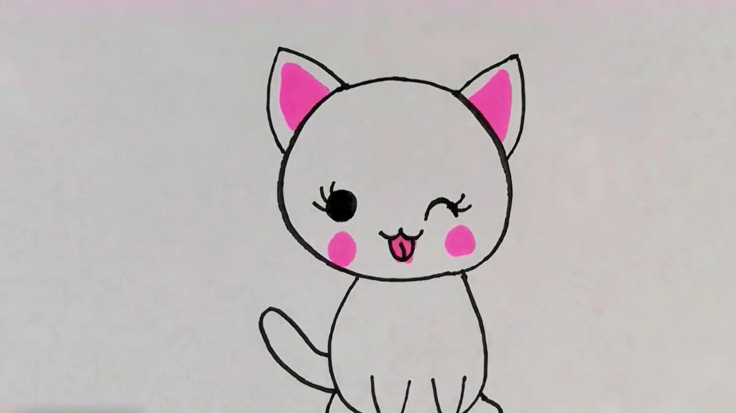 小猫怎么画一步一步教:小猫画画教程,1分钟让你学会画小猫咪
