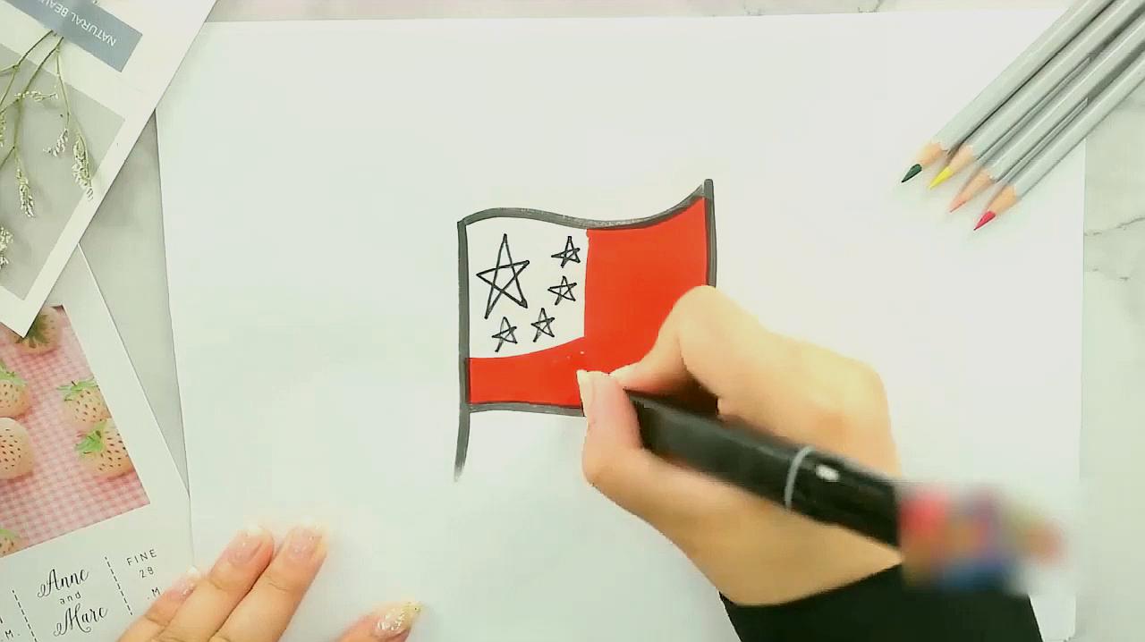 国旗简笔画怎么画