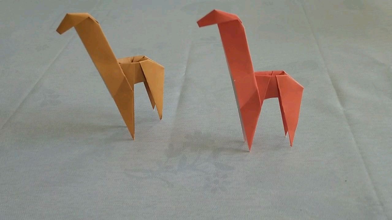 折纸-长颈鹿折纸,步骤简单,一看就会.