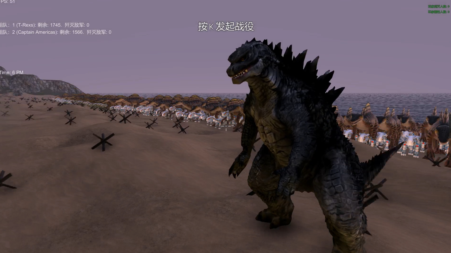 战争模拟器:哥斯拉带领恐龙大军再次登陆,战况非常激烈啊