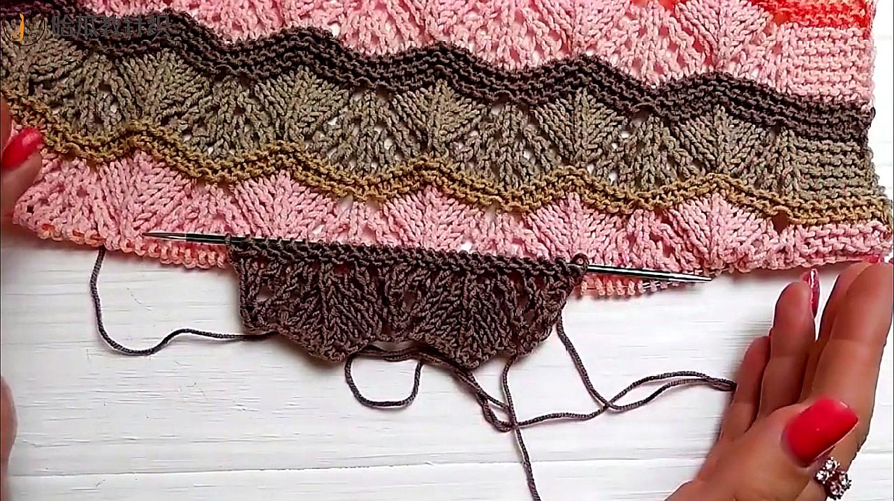 棒针编织波浪形轮辐图案毯子,简单漂亮,给婴儿织条毯子不错