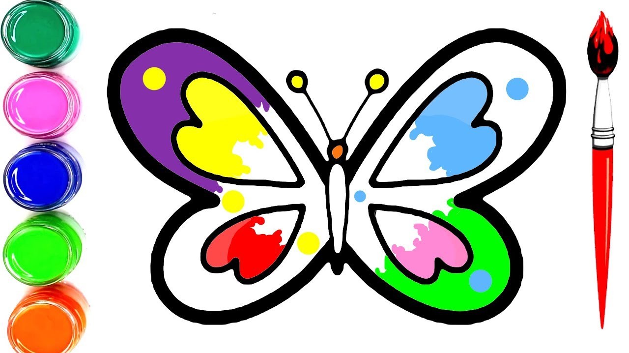 教你简笔画画蝴蝶,涂上颜色非常漂亮,儿童手工绘画教程