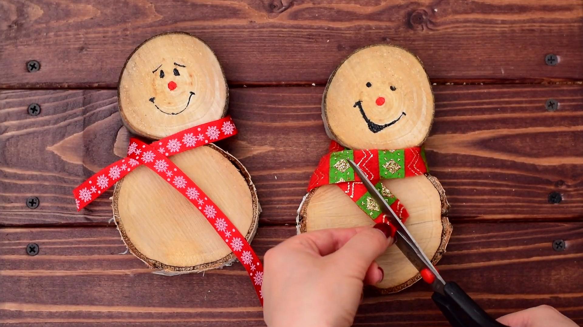 创意手工:用木头制作雪人装饰品!