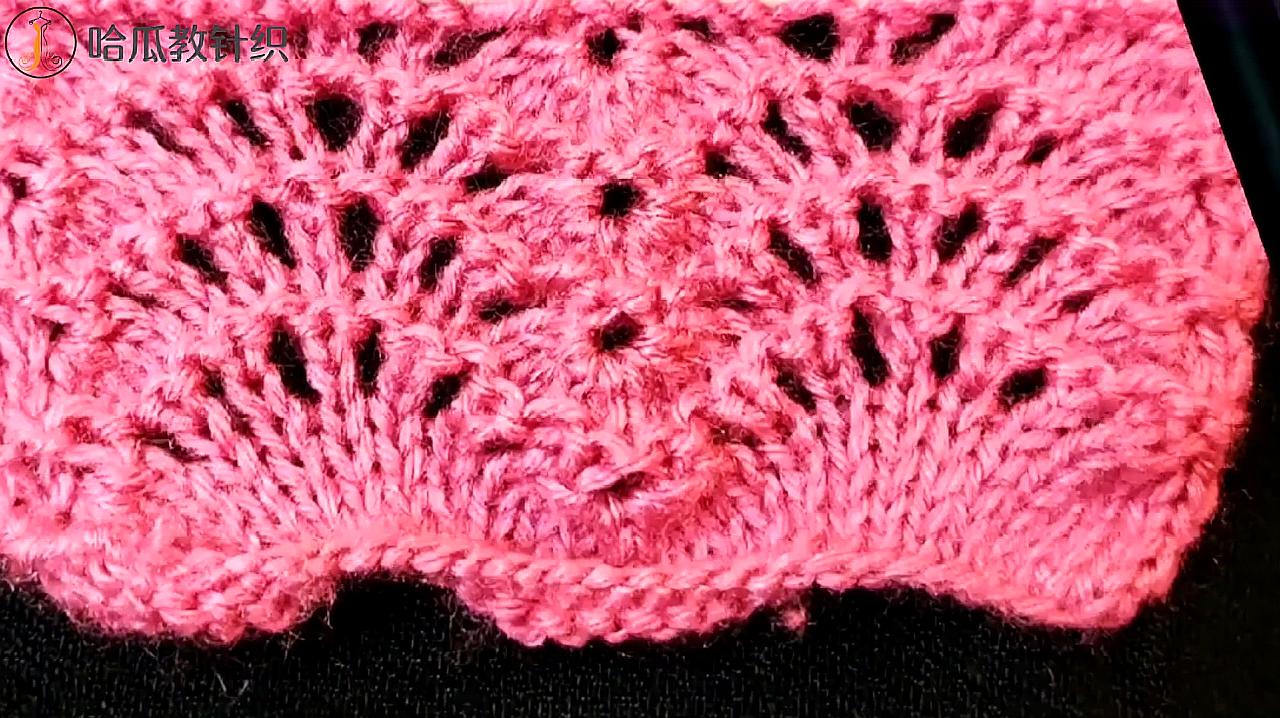 棒针编织耐看的粉色凤尾花样式,简单易学,织儿童开衫不错