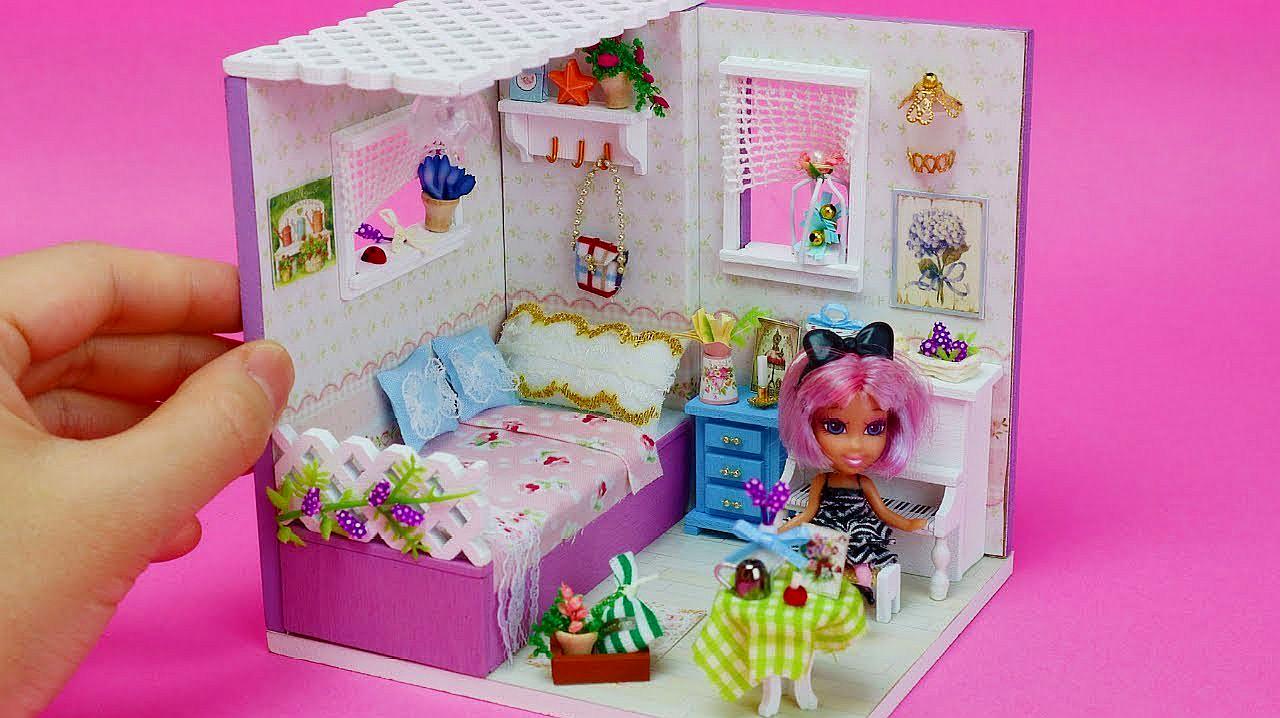 diy创意手工,给芭比娃娃做漂亮的迷你房间,小朋友都喜欢