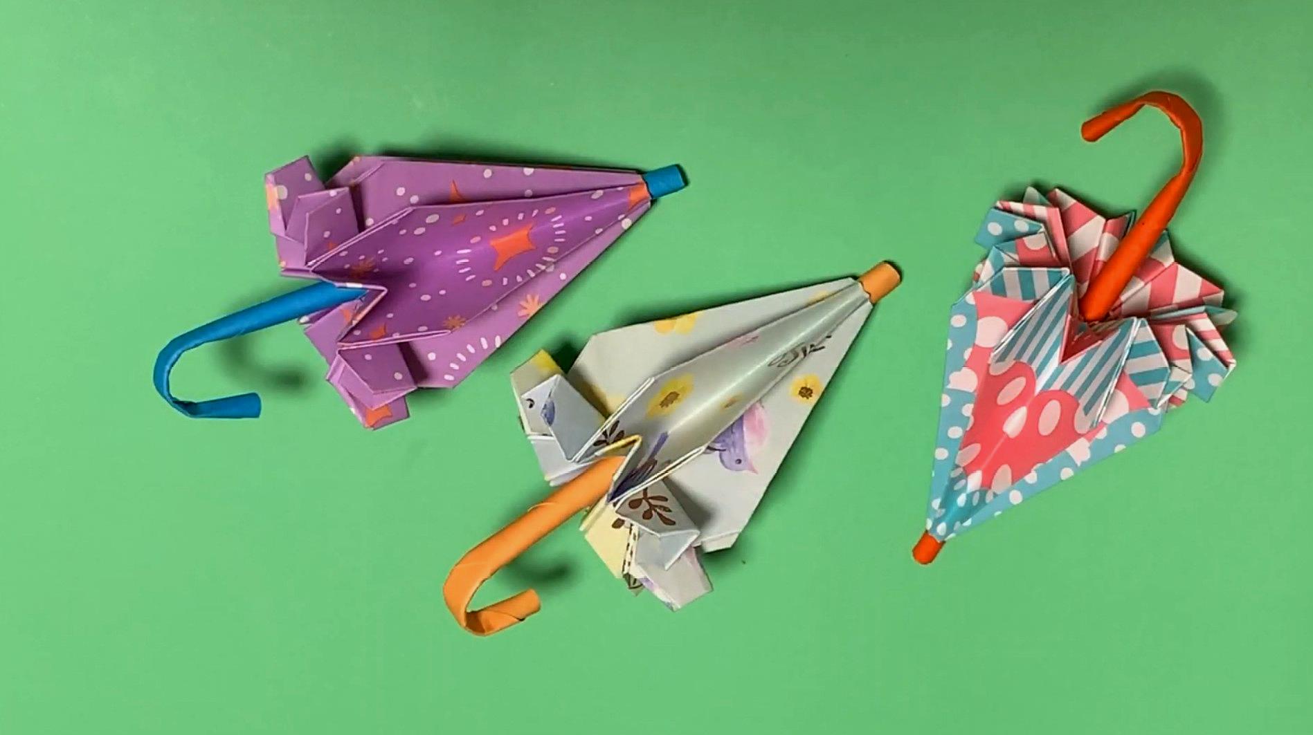 纯手工折纸教程,教你制作漂亮的装饰纸伞