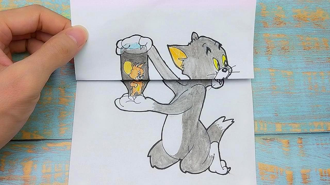 怎么画猫和老鼠简笔画?